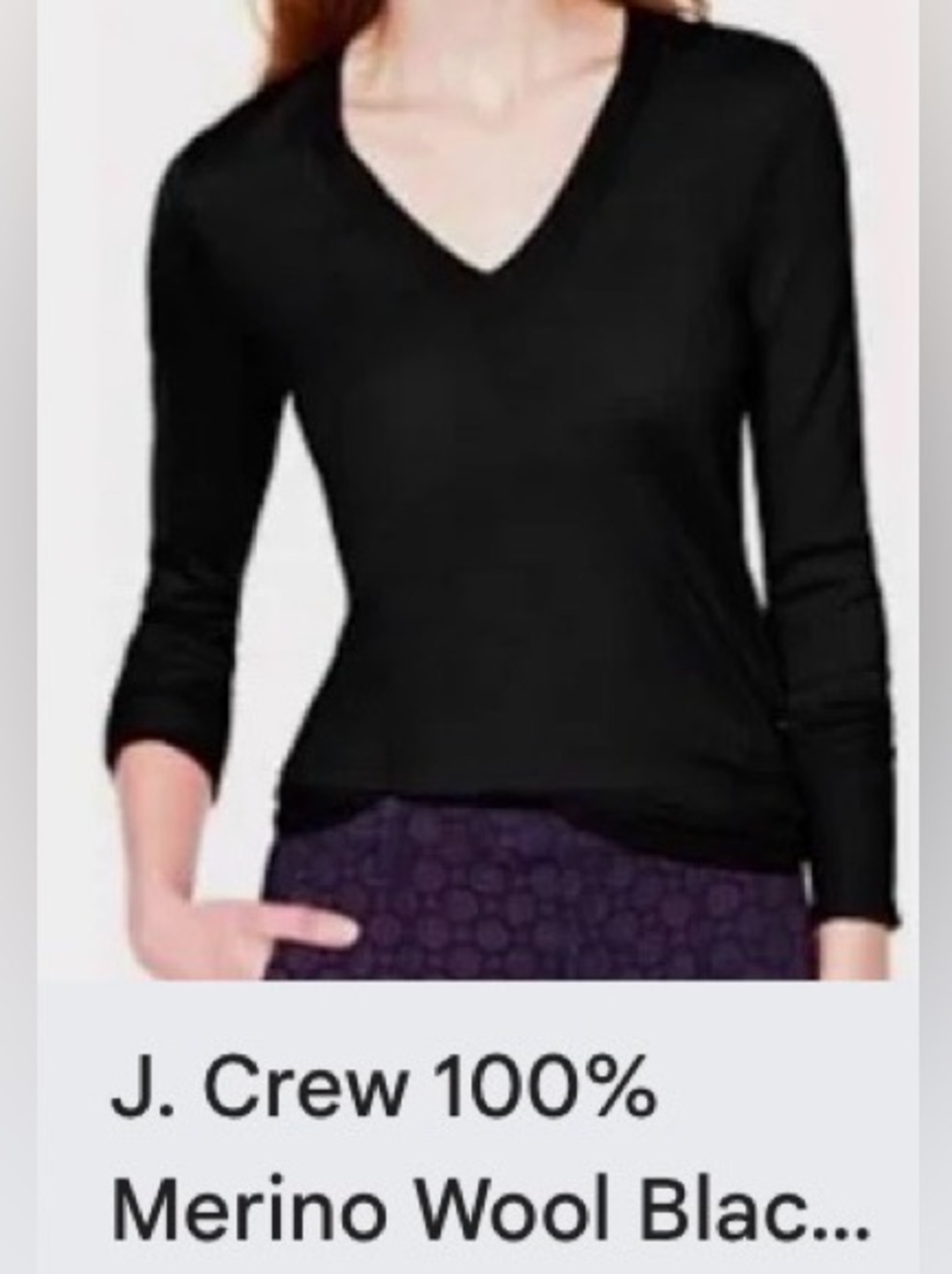 J Crew 100% Merino Wool V-Neck Long Sleeve Sweater size S in black